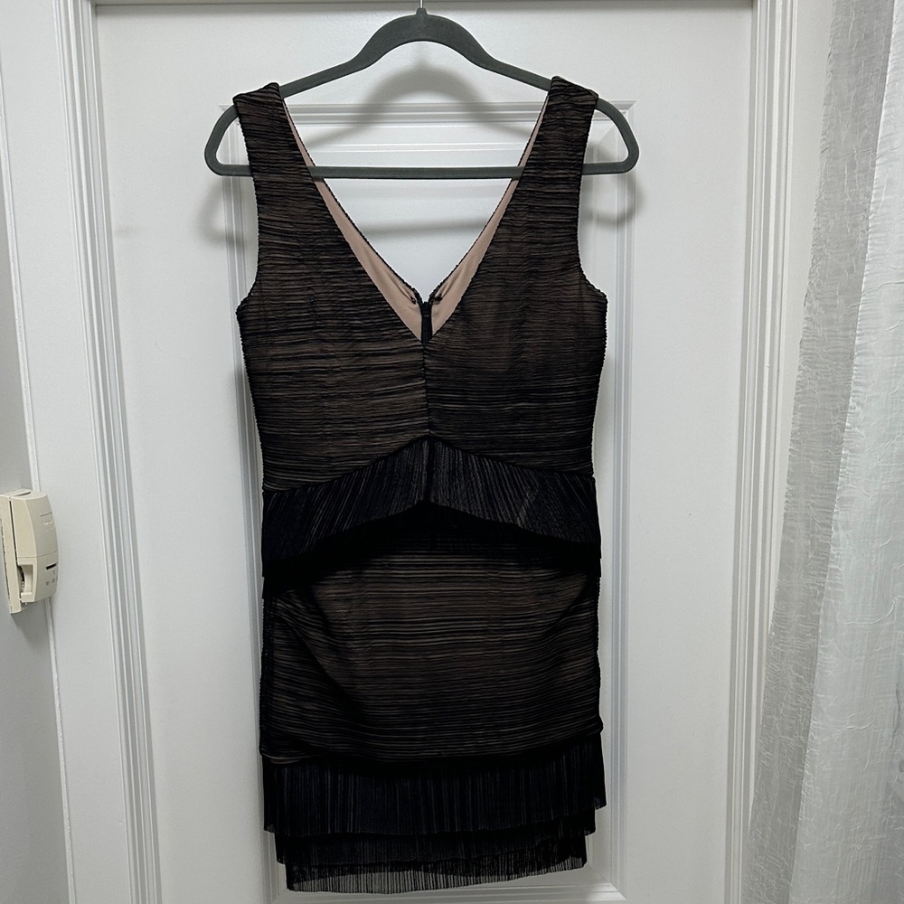 BCBGMaxAzria Black Textured Backless Dress